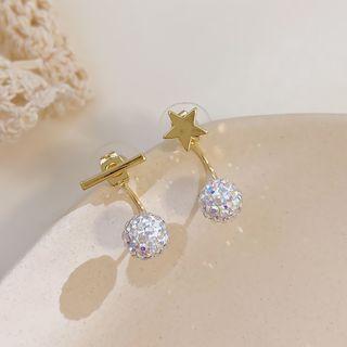 Asymmetrical Rhinestone Drop Earring 1 Pair - As Shown In Figure - One Size