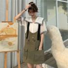 Short-sleeve Sailor Collar Shirt / Jumper Dress