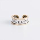 925 Sterling Silver Two-tone Embossed Open Ring Gold & Silver - One Size