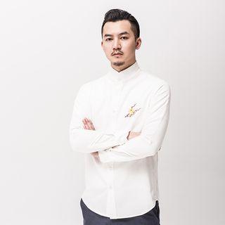 Chinese-style Stand-collar Embroidered Shirt