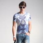 Short-sleeve Silk Paisley Printed T-shirt
