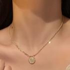 Embossed Disc Pendant Alloy Necklace 1 Pc - Necklace - Gold - One Size
