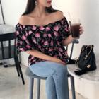 Puff-sleeve Floral Print Blouse With Sash
