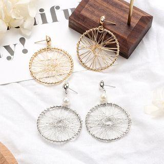 Faux Pearl Alloy Dream Catcher Dangle Earring