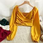 Off-shoulder Wrapped Crop Top In 5 Colors