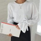 Slit-shoulder Tie-cuff Oversized Top