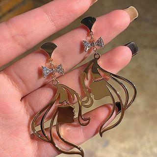 Rhinestone Cartoon Drop Earring 1 Pair - 925 Silver Stud - Gold - One Size