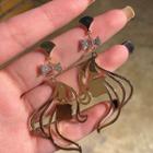 Rhinestone Cartoon Drop Earring 1 Pair - 925 Silver Stud - Gold - One Size