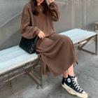 Long-sleeve Split Long Dress