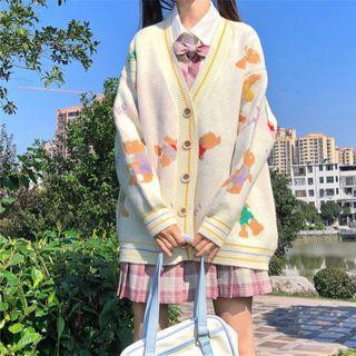 Cartoon Print Buttoned Cardigan