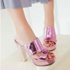 Metallic High Heel Slide Sandals
