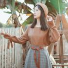 Long-sleeve Tie-cuff Corduroy Top