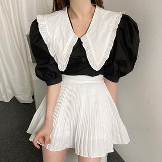 Ruffled Collared Puff Sleeve Blouse