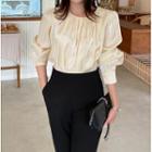 Pleat-neckline Satin Blouse