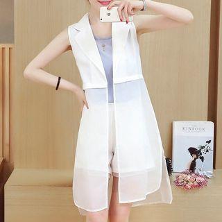Set: Mesh Panel Long Vest + Shorts