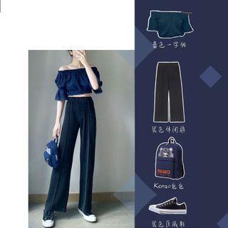 Elbow-sleeve Blouse / Wide-leg Pants / Set