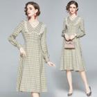 Long-sleeve Plaid Sailor-collar Dress