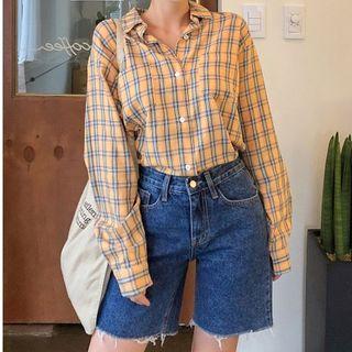 Dual-pocket Vivid Plaid Shirt