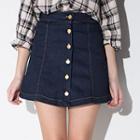 Denim Button A-line Skirt