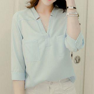Notched Neckline Blouse