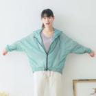Hooded Plain Windbreaker