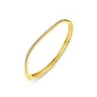 Simple Personality Plated Gold Geometric Thin Bangle With Cubic Zirconia Golden - One Size