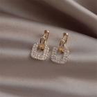 Rhinestone Square Dangle Earring 1 Pair - Ear Clip - Gold - One Size