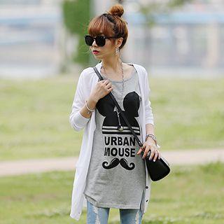 V-neck Long Colored Cardigan