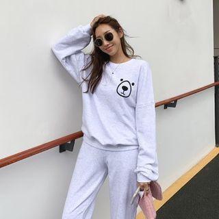 Set: Bear Print Sweatshirt + Jogger Pants