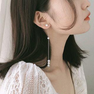 925 Sterling Silver Faux Pearl Dangle Earring 1 Pair - Earring - Faux Peral - One Size