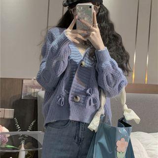 Bow Cardigan / Lace Blouse