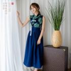 Modern Hanbok Navy Blue Long Skirt Navy Blue - One Size