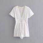 Perforated Short Sleeve Playsuit