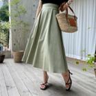 Pleated Long Linen Blend Skirt