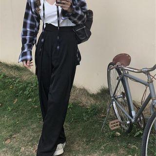 Plaid Shirt / Short-sleeve Cut-out T-shirt