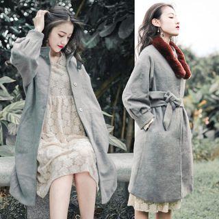 Tie-waist Plain Coat