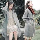 Tie-waist Plain Coat