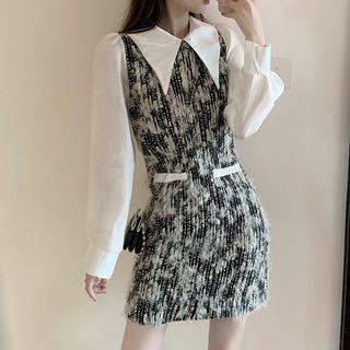 Color-block Tweed Dress