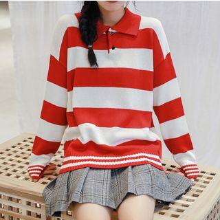 Striped Polo Knit Pullover