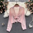 Knotted Long-sleeve Chiffon Top