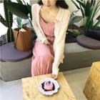 Chiffon Spaghetti Strap Midi Dress / Sheer Shirt