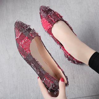 Plaid Fringe Pointy Flats