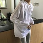 Lettering Hooded Long-sleeve T-shirt / Contrast Trim Capri Leggings