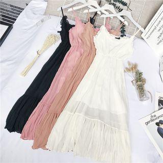 Spaghetti Strap Midi A-line Dress