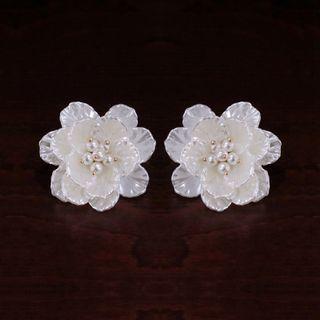 Flower Acrylic Earring 1 Pair - White - One Size