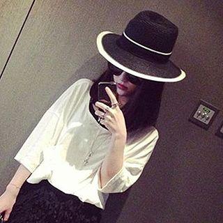 Contrast Trim Straw Hat