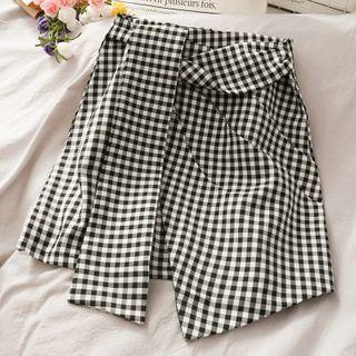 Tie-waist Asymmetric Mini Skirt