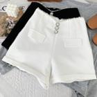 Pearl-trim Wide-leg Dress Shorts