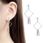 Square Tassel Sterling Silver Dangle Earring 1 Pair - 925 Silver Needle - Silver - One Size