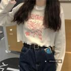 Long-sleeve Fairy Embroidered Cropped T-shirt